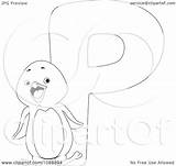 Penguin Coloring Outlined Illustration Royalty Clipart Bnp Studio Vector Regarding Notes sketch template
