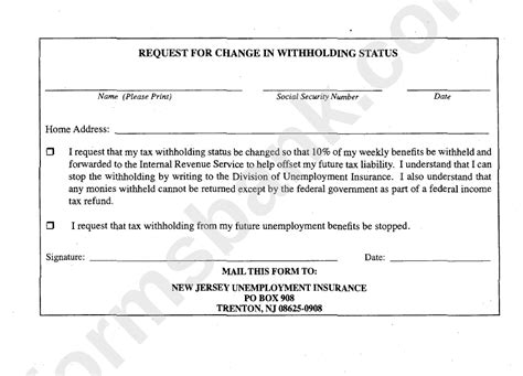 request  change  withholding status  jersey unemployment