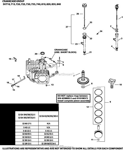 kohler sv  ariens  hp  kw parts diagram  crankcase group    sv