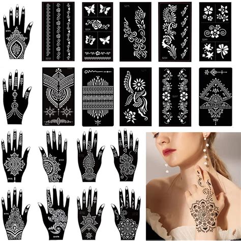 buy  sheets henna tattoo stencils kit temporary tattoo templates