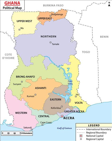 political map  ghana map  political ghana western africa africa