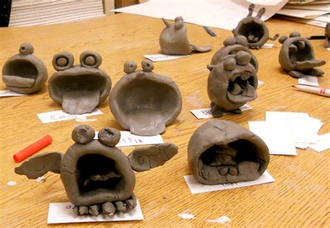 elementary art gallery pinch pot creatures