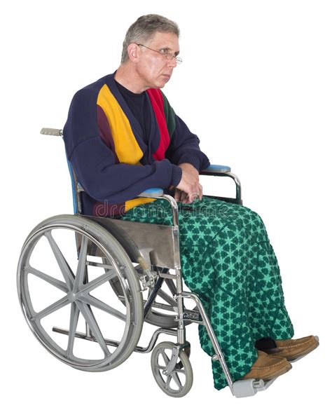 sad lonely senior elderly man wheelchair isolated stock