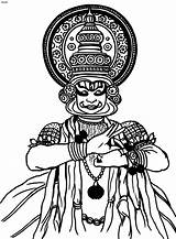 Kathakali Dance Indian Sketch Clipart Line Outline India Folk Coloring Dances Drawings Saraswati Drawing Pages Dancer Painting Pencil Logo Cliparts sketch template