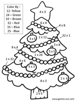 math multiplication color  answer christmas coloring page  melia
