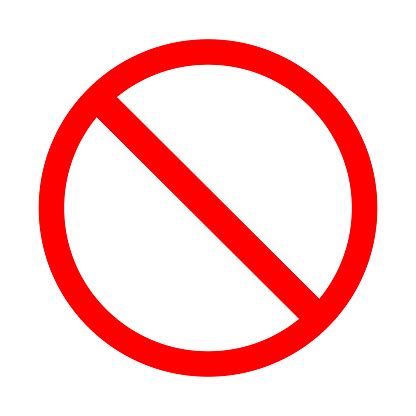 blank prohibiting sign   red crossed circle stock illustration