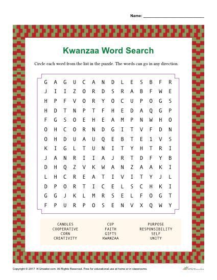 printable kwanzaa worksheets learning   read