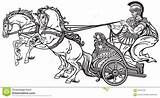 Chariot Biga Romana Pulled Caballos Gladiatori Ilustracion Tattoo sketch template