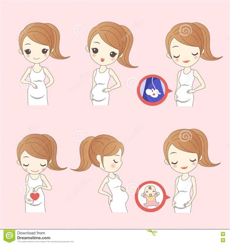 happy cartoon pregnant woman stock vector illustration
