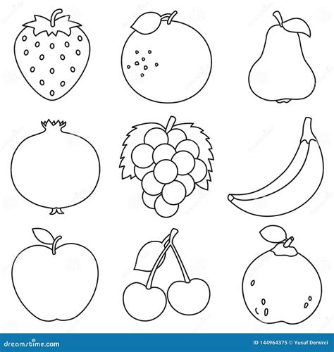 vector illustration  fruits coloring page stock vector illustration  cartoon food
