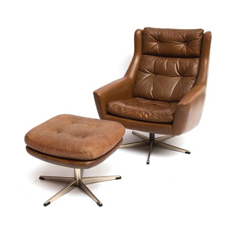 scandinavian modern reclining leather lounge chair ottoman  john