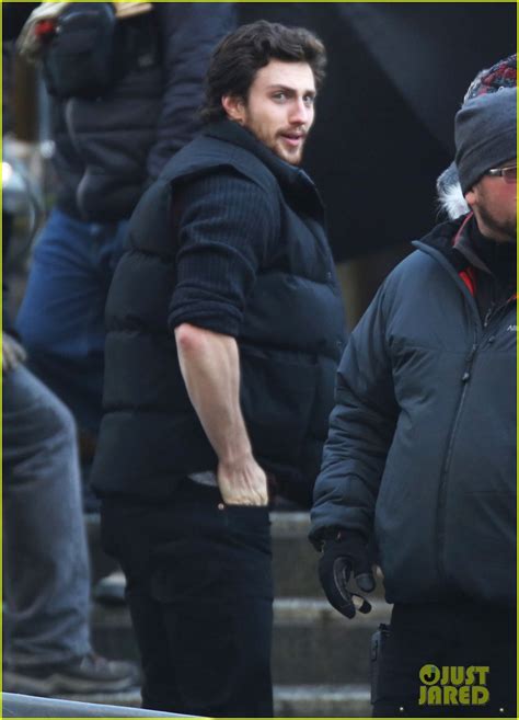 aaron taylor johnson visits wife director sam on fifty shades set