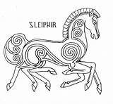 Viking Embroidery Norse Sleipnir Patterns Symbols Vikings Celtic Pattern Designs Odin Horse Choose Board Dessin Garb Du sketch template
