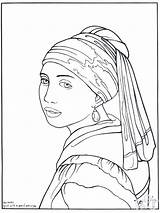 Pearl Girl Coloring Earring Colouring Para Pages Vermeer Tablero Seleccionar Famous Arte Colorear sketch template
