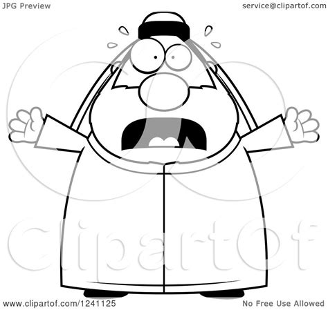 Clipart Of A Black And White Scared Screaming Chubby