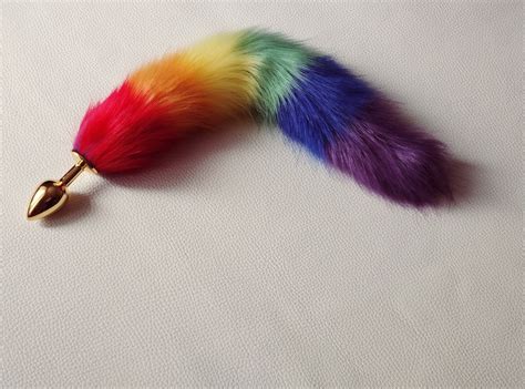 Rainbow Tail Butt Plug Fox Tail Bdsm Sex Toys Butt Plug Anal Etsy