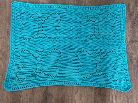 butterfly filet crochet pattern blanket afghan baby etsy france