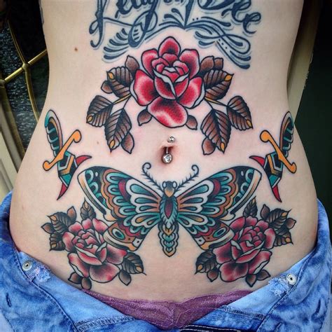 some healed some fresh girl stomach tattoos tummy tattoo belly