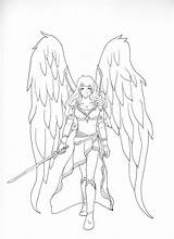 Angel Warrior Female Coloring Drawing Pages Warriors Girl Anime Drawings Tattoo Artwork Kootation Line Choose Board Fantasy Girls Getdrawings Cool sketch template