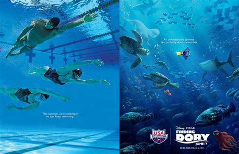 usa swimming partners with finding dory justkeepswimming