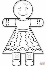 Gingerbread Printable Template Girl Coloring Pages Woman Click Supercoloring sketch template