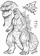 Godzilla Heisei Ghidorah Monstruos Kaiju Monster Dinosaurios Dibujar Criaturas Clásicos Mitológicas Clicking Mash Shin Ausmalbilder Bocetos Gigantes sketch template