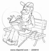 Man Coloring Bench Reading Outline Clipart Old Senior Illustration Rf Royalty Bannykh Alex Pages Park Elderly People Cartoon Newspaper Happy sketch template