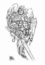 Warrior Angel Drawing Drawings Paulobarrios Deviantart Fantasy sketch template