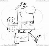 Businessman Windup Outline Walking Coloring Illustration Briefcase Royalty Clipart Rf Toon Hit sketch template