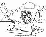 Coloring Sphinx Egyptian Printable Drawing Egypt Pages Lion Giza Landmark Great Pyramids Color Kids Teenagers Getdrawings Getcolorings Desert Print sketch template