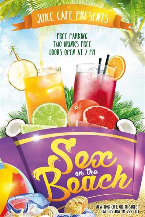 free sex on the beach cocktail flyer template clubpartyflyer