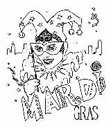 Gras Mardi Jester Crayola sketch template