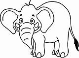 Elephant Coloring Clipart Cartoon Wild Pages Drawing Ears Animals Zoo African Dog Animal Kids Printable Print Easy Cute Clip Color sketch template