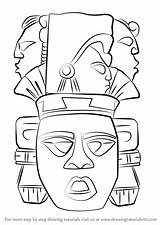 Mayan Aztec Mask Draw Indian Masks Step Drawings Drawing Learn Getdrawings sketch template