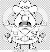Plump Sheriff Scared Outlined Coloring Clipart Vector Cartoon Thoman Cory sketch template