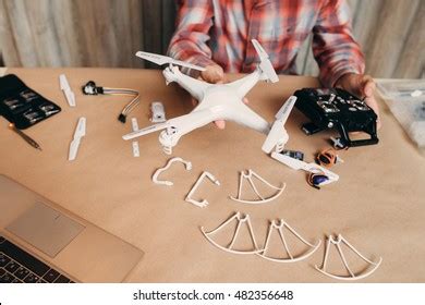 assembled drone male hands diy aero stock photo  shutterstock