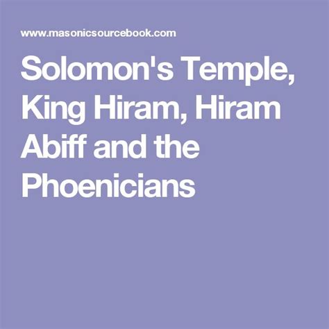 solomons temple king hiram hiram abiff   phoenicians
