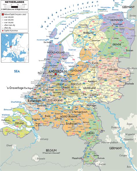 political map  netherlands ezilon maps