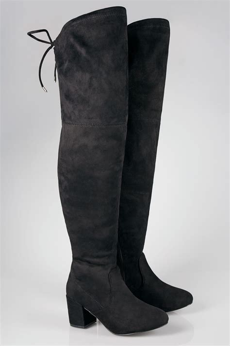 Black Over The Knee Boots In Eee Fit