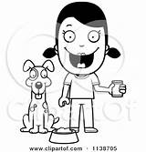 Dog Clipart Girl Feeding Her Happy Cartoon Coloring Vector Cory Thoman Outlined Royalty Woman 2021 sketch template