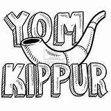 Kippur Yom Shofar Jewish sketch template