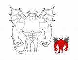 Devil Demon Coloring Wings Horns Ter Helluva Book Red Satan sketch template