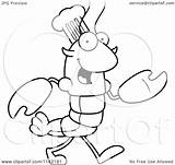 Chef Lobster Mascot Crawdad Walking Character Coloring Clipart Cartoon Cory Thoman Outlined Vector 2021 sketch template