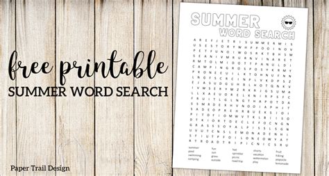 summer word search printable paper trail design