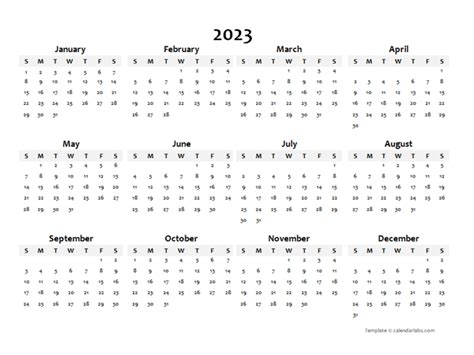 yearly blank calendar template  printable templates