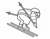 Skier Experienced Coloring Ski Poles Coloringcrew Snowmobile Jump sketch template