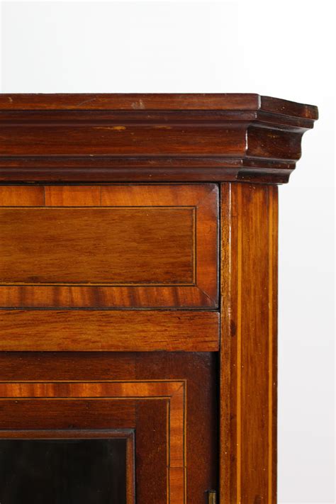 small edwardian mahogany inlaid corner cabinet