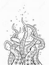 Octopus Tentacles Kraken Curl Intertwined Coloriages Ferrisquinlanjamal Squid Tentacules Entrelacées Trait Pieuvre Dessinées Livre Sheets Collegesportsmatchups sketch template