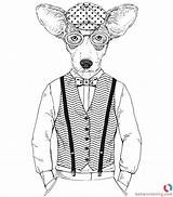 Hipster Coloring Dog Pages Man Kids Printable sketch template