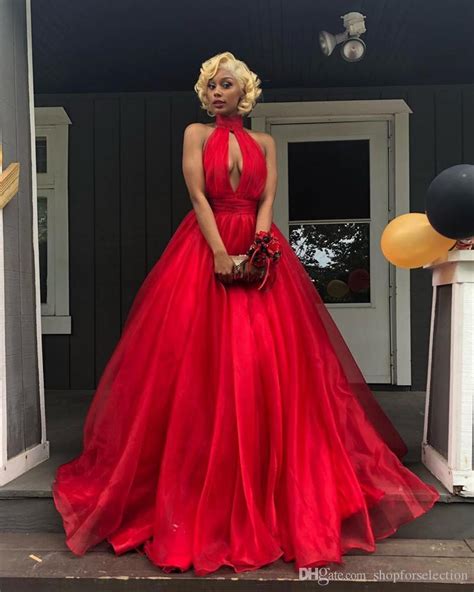 sexy backless cheap red prom dresses 2019 a line halter